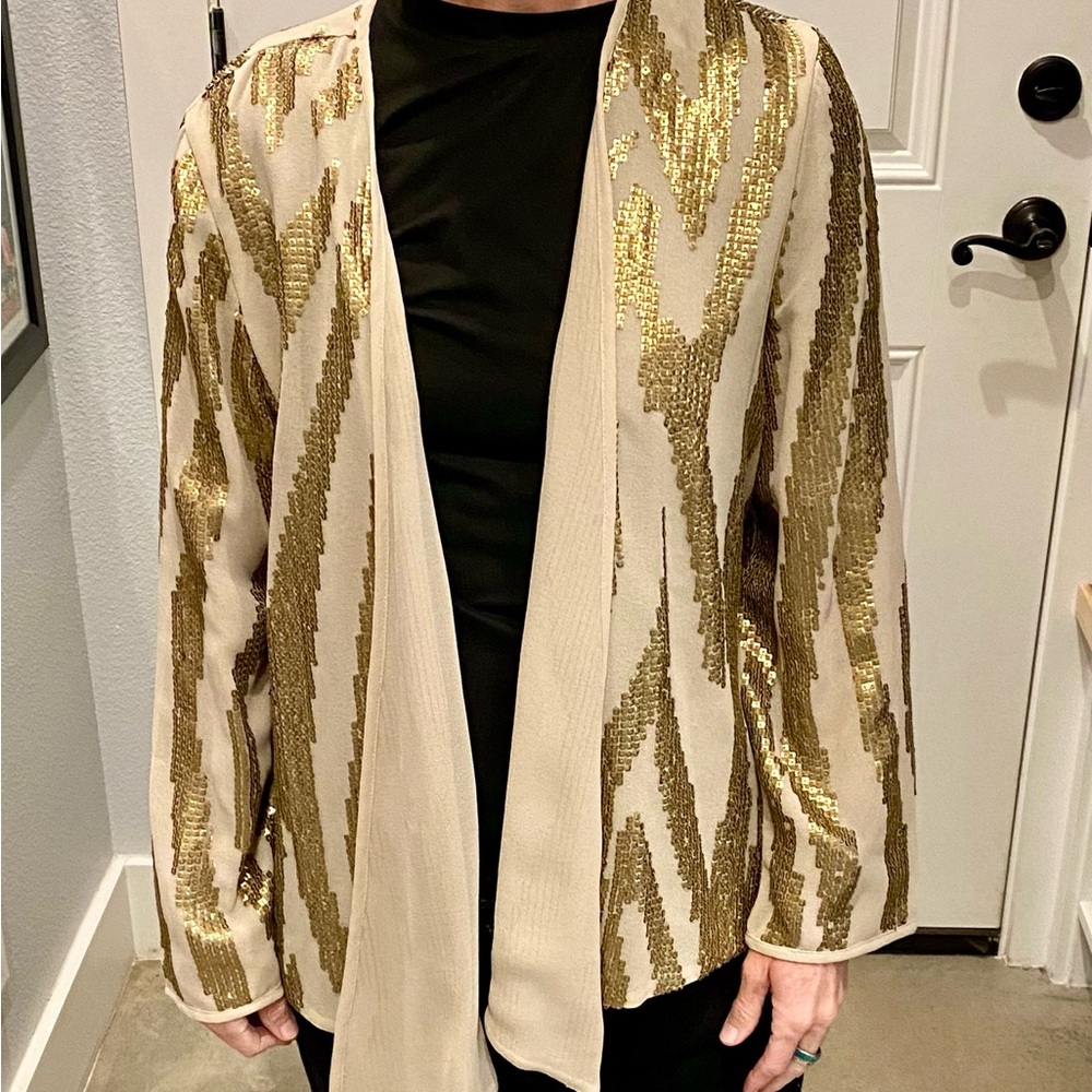 Chico’s Gold Sequin Kimono